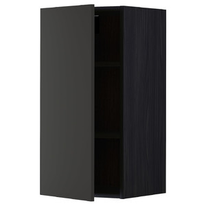 METOD Wall cabinet with shelves, black/Nickebo matt anthracite, 40x80 cm
