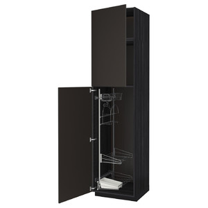 METOD High cabinet with cleaning interior, black/Kungsbacka anthracite, 60x60x240 cm