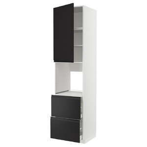 METOD / MAXIMERA High cabinet f oven+door/2 drawers, white/Upplöv matt anthracite, 60x60x240 cm