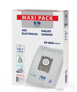 K&M EP-BAG MAXI Micro Vacuum Cleaner Bags, 12+2 pack