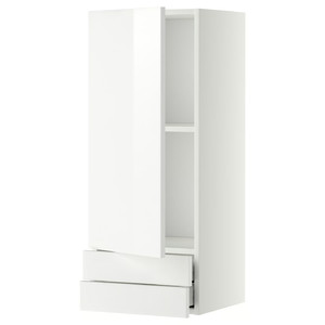 METOD / MAXIMERA Wall cabinet with door/2 drawers, white/Ringhult white, 40x100 cm