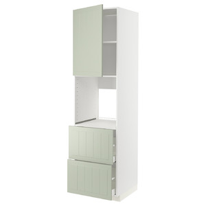 METOD / MAXIMERA Hi cab f ov w dr/2 frnts/2 hi drwrs, white/Stensund light green, 60x60x220 cm