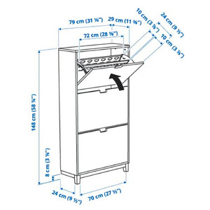 STÄLL Shoe cabinet with 3 compartments, white, 79x29x148 cm