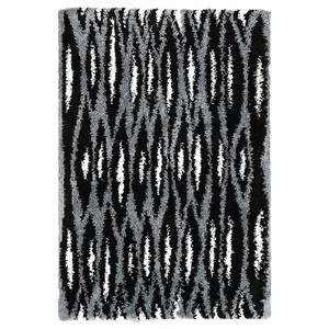 BULLERREMSA Rug, high pile, black grey/white, 133x195 cm