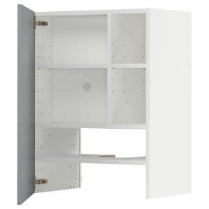 METOD Wall cb f extr hood w shlf/door, white/Veddinge grey, 60x80 cm
