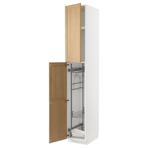 METOD High cabinet with cleaning interior, white/Forsbacka oak, 40x60x240 cm