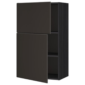 METOD Wall cabinet with shelves/2 doors, black/Kungsbacka anthracite, 60x100 cm