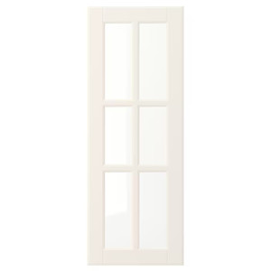 BODBYN Glass door, off-white, 30x80 cm