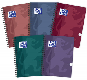 Spiral Notebook B5 100 Sheets Squared Oxford Touch Trend 5pcs, assorted colours