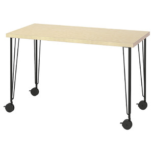 MITTCIRKEL / KRILLE Desk, lively pine effect black, 120x60 cm