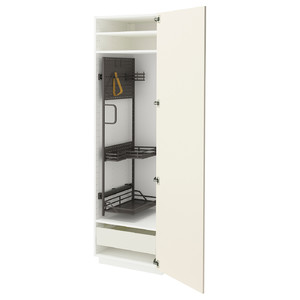 METOD / MAXIMERA High cabinet with cleaning interior, white/Bodbyn off-white, 60x60x200 cm