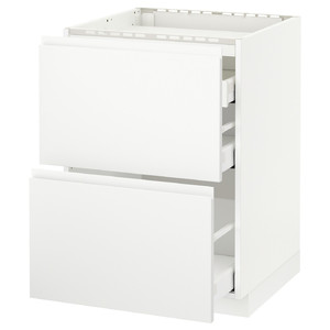 METOD / MAXIMERA Base cabinet with 2 fronts/3 drawers, white, Voxtorp matt white, 60x60 cm