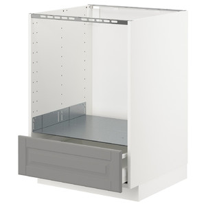 METOD / MAXIMERA Base cabinet for oven with drawer, white, Bodbyn grey, 60x60 cm