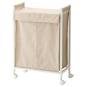 ENHET Laundry bag with castors, white, 80 l