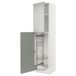 METOD High cabinet with cleaning interior, white/Havstorp light grey, 60x60x240 cm