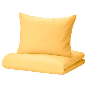 NATTSVÄRMARE Duvet cover and pillowcase, yellow, 150x200/50x60 cm