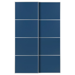 MEHAMN Pair of sliding doors, aluminium/double sided blue, 150x236 cm