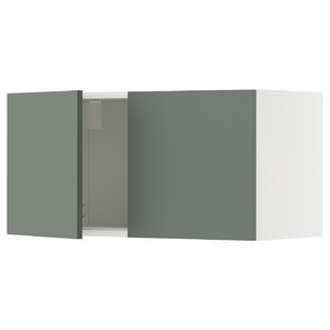 METOD Wall cabinet with 2 doors, white/Nickebo matt grey-green, 80x40 cm