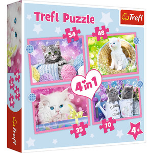 Trefl Children's Puzzle Funny Cats 4in1 35-48-54-70pcs 4+
