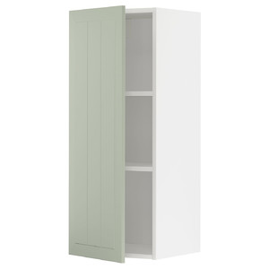 METOD Wall cabinet with shelves, white/Stensund light green, 40x100 cm