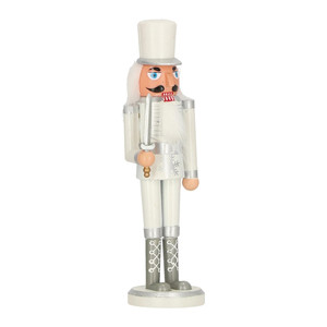 Nutcracker Christmas Decoration 28cm, white, hat