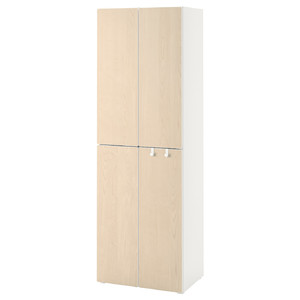 SMÅSTAD / PLATSA Wardrobe, white birch, with 2 clothes rails, 60x40x180 cm
