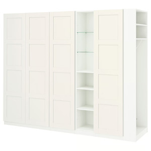 PAX / BERGSBO Wardrobe combination, white white/white, 255x60x201 cm