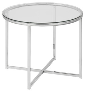 Coffee Table Cross, round, glass/chrome