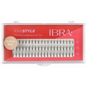 IBRA Artificial Eyelashes 20 Flares KIM STYLE 0.07/C - Mix (8,10,12mm)