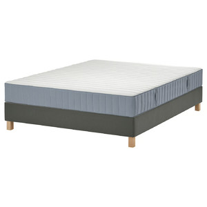 LYNGÖR Divan bed, Valevåg very hard firm/light blue dark grey, 140x200 cm