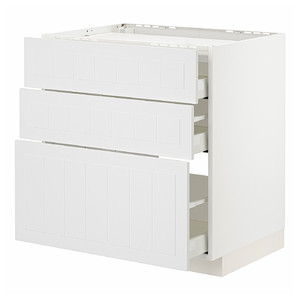 METOD / MAXIMERA Base cab f hob/3 fronts/3 drawers, white/Stensund white, 80x60 cm