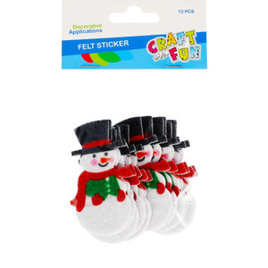 Christmas Decorative Felt Stickers Snowman 12pcs