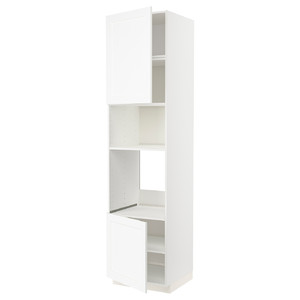 METOD Hi cb f oven/micro w 2 drs/shelves, white Enköping/white wood effect, 60x60x240 cm
