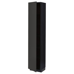 METOD High cabinet with shelves, black/Nickebo matt anthracite, 40x37x200 cm