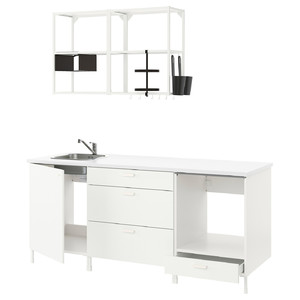 ENHET Kitchen, white, 203x63.5x222 cm