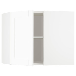 METOD Corner wall cabinet with shelves, white Enköping/white wood effect, 68x60 cm