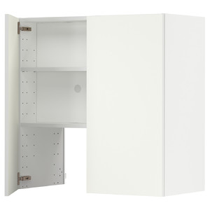 METOD Wall cb f extr hood w shlf/door, white/Vallstena white, 80x80 cm