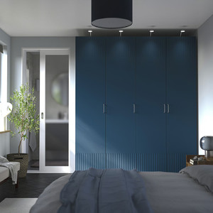 PAX / FYRUDDEN Wardrobe combination, white/blue, 200x60x236 cm