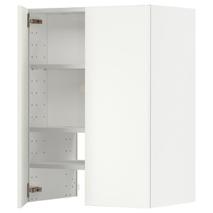 METOD Wall cb f extr hood w shlf/door, white/Havstorp beige, 60x80 cm