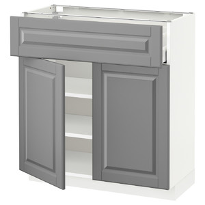 METOD / MAXIMERA Base cabinet with drawer/2 doors, white/Bodbyn grey, 80x37 cm