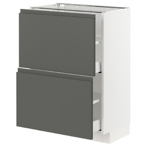 METOD / MAXIMERA Base cabinet with 2 drawers, white/Voxtorp dark grey, 60x37 cm