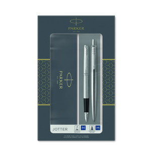 Parker Gift Set Jotter Steel CT - Fountain Pen & Ballpoint Pen