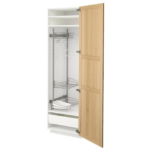 METOD / MAXIMERA High cabinet with cleaning interior, white/Forsbacka oak, 60x60x200 cm