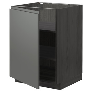 METOD Base cabinet with shelves, black/Voxtorp dark grey, 60x60 cm