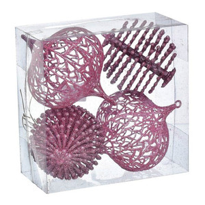 Christmas Decorations Set Openwork 4-pack, pink