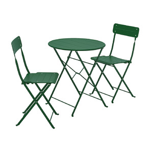 SUNDSÖ Table+2 chairs, outdoor, green/green