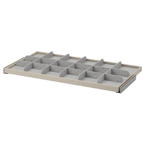 KOMPLEMENT Pull-out tray with divider, beige/light grey, 100x58 cm
