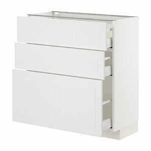 METOD / MAXIMERA Base cabinet with 3 drawers, white/Stensund white, 80x37 cm