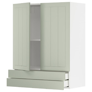 METOD / MAXIMERA Wall cabinet w 2 doors/2 drawers, white/Stensund light green, 80x100 cm