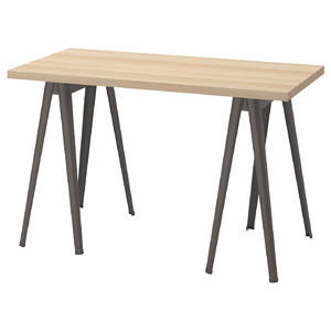 LAGKAPTEN / NÄRSPEL Desk, white stained oak effect/dark grey, 120x60 cm